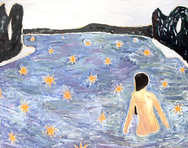 Bathing. Lake full of Stars I. 2000. Oil on canvas, 145x180 cm 